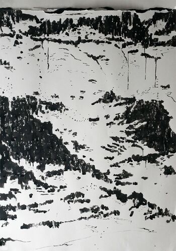 Brèche de Roland -No. 2 • 2026 • Pigmenttusche/Papier/gerissen • 70 x 100 cm