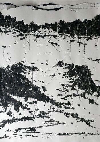 Brèche de Roland -No. 1 • 2026 • Pigmenttusche/Papier/gerissen • 70 x 100 cm
