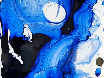Azur 2 -  2017, Pigmenttusche hinter PVC,  20,1 x 29,7 cm