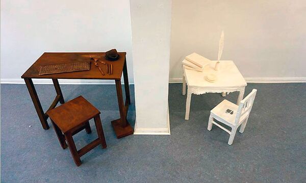 Ausstellungsansicht, 28 Jahre - Wand an Wand (links Gregor Krampitz, rechts- Karsten Kelsch)