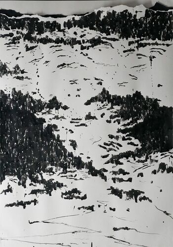 Brèche de Roland -No. 3 • 2026 • Pigmenttusche/Papier/gerissen • 70 x 100 cm